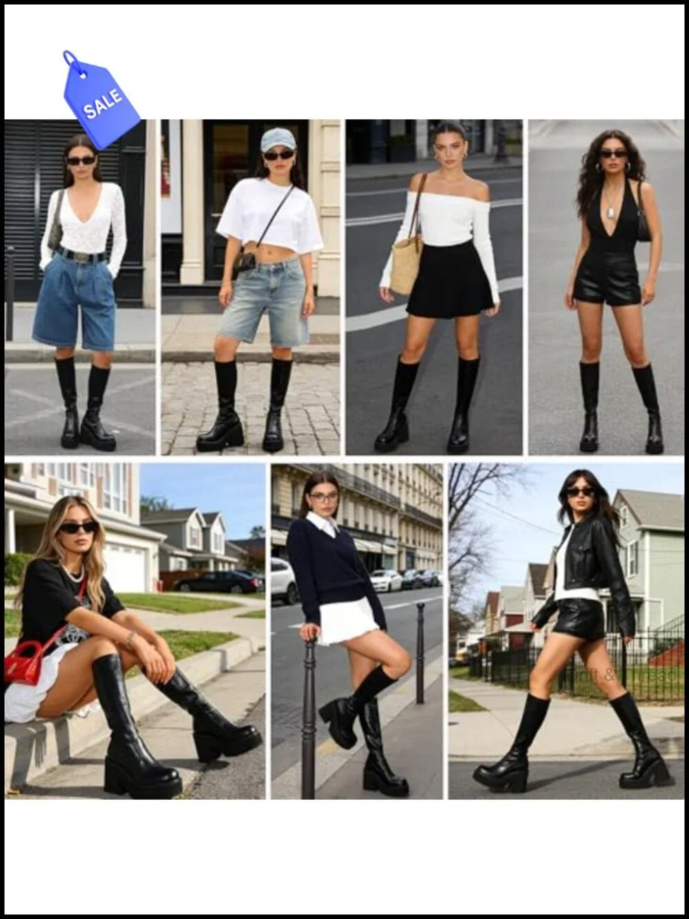 Knee High Platform Boots Elastic Wedge Chunky Heel
